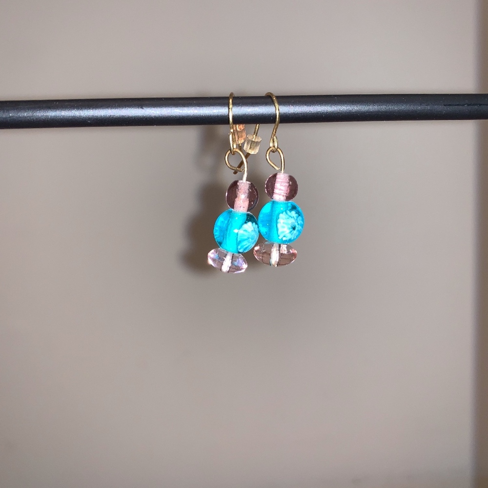 Lavender Blue Beaded Earrings